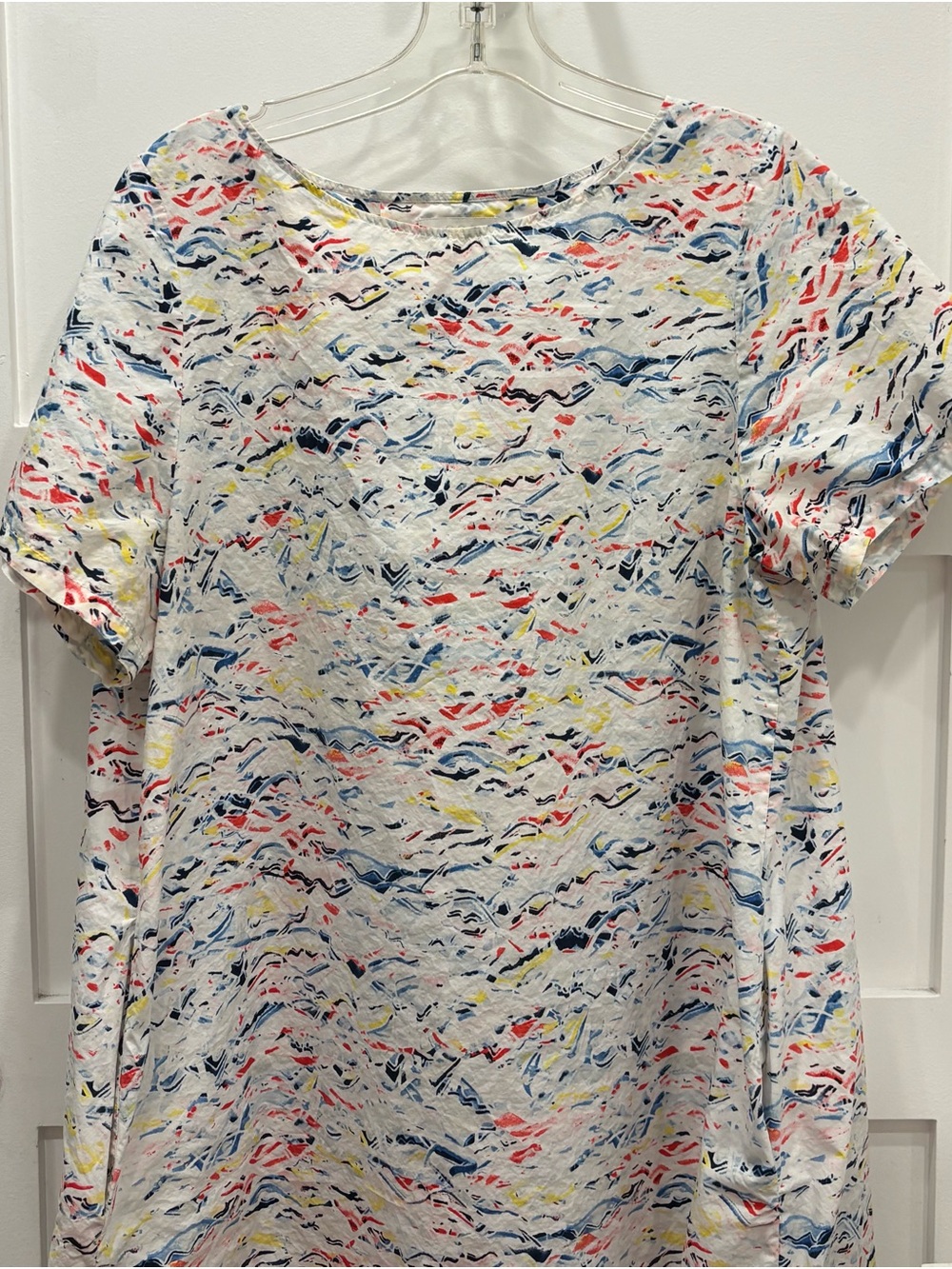 COS Multicolor Brushstroke Print Top in White, Navy, Yellow, Red - Picture 2 of 7